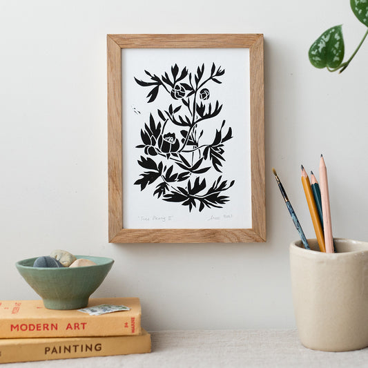 Tree Peony II - Linocut Print