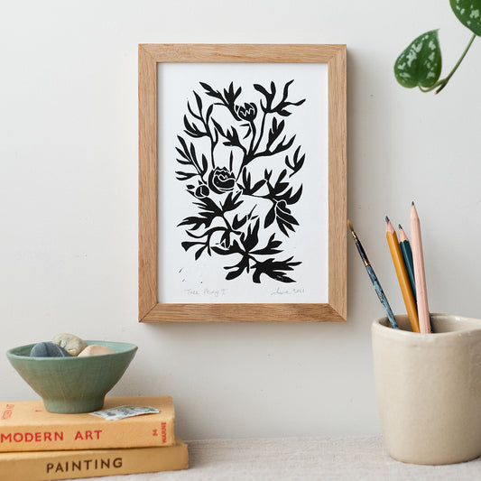 Tree Peony I - Linocut Print