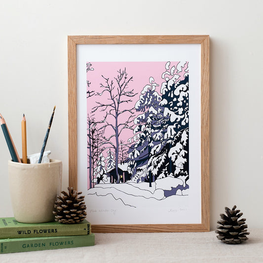 Pink Winter Sky - A4 Print